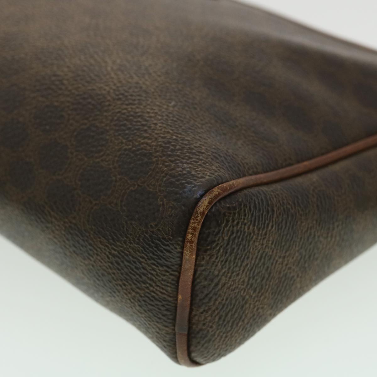 Celine Macadam Canvas Clutch Bag PVC Leather Brown  ar8568