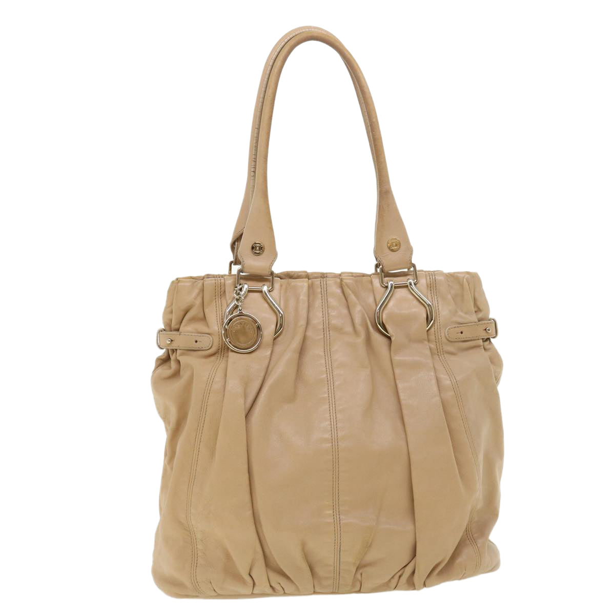 Celine Shoulder Bag Leather Beige  ar8683