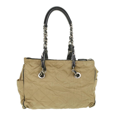 Prada Quilted Chain Shoulder Bag Nylon Beige  ar8728