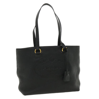 PRADA Tote Bag Leather Black Auth ar8792