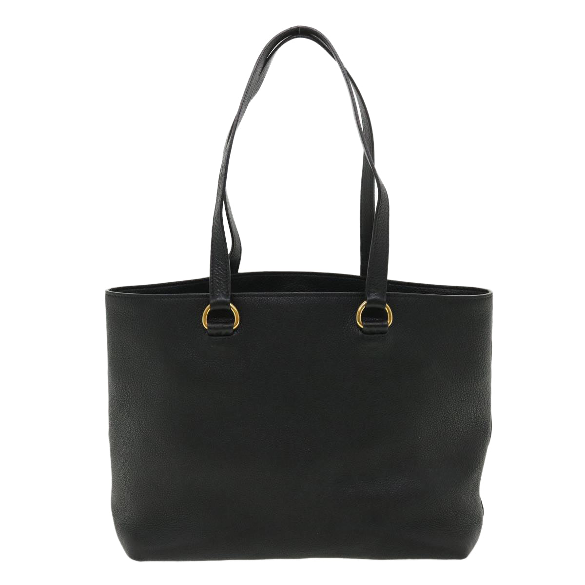 PRADA Tote Bag Leather Black Auth ar8792