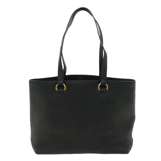 PRADA Tote Bag Leather Black Auth ar8792