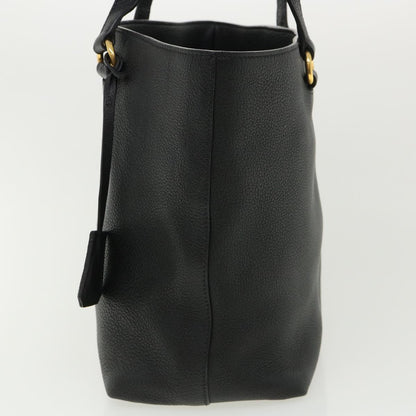 PRADA Tote Bag Leather Black Auth ar8792