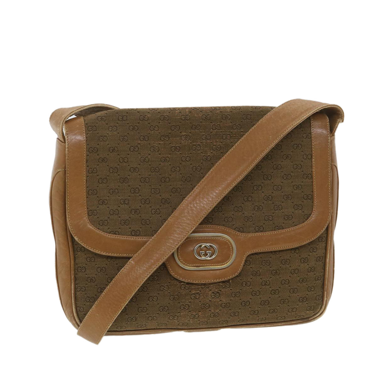 GUCCI Micro GG Canvas Shoulder Bag Beige Brown  ar9061