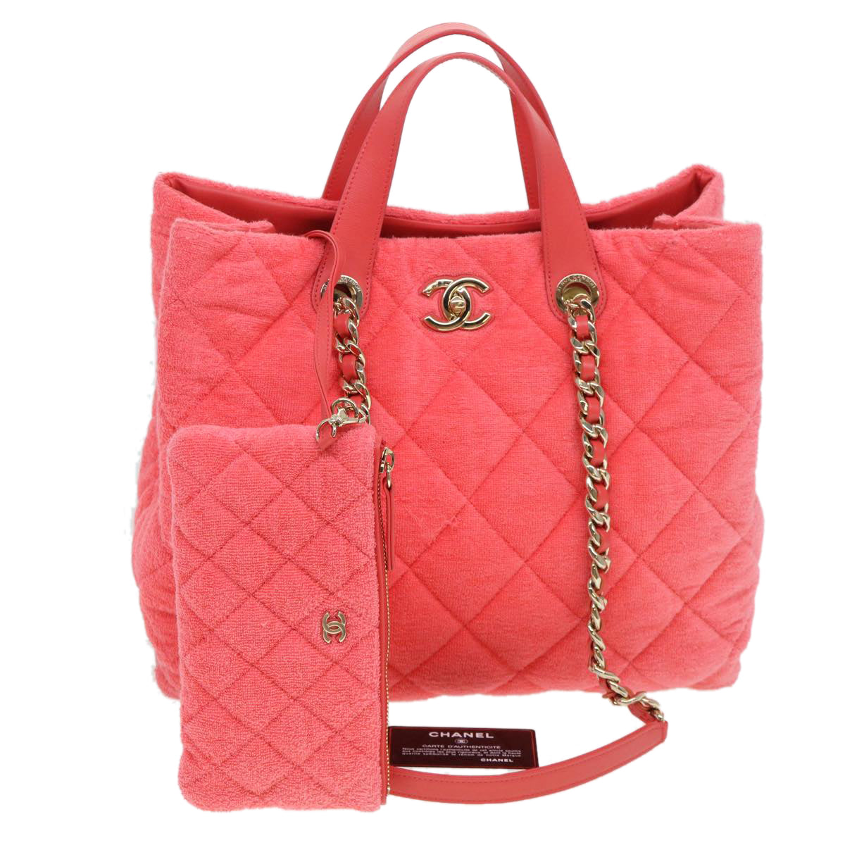 Chanel Chain Hand Bag Pile way Pink CC Auth arA