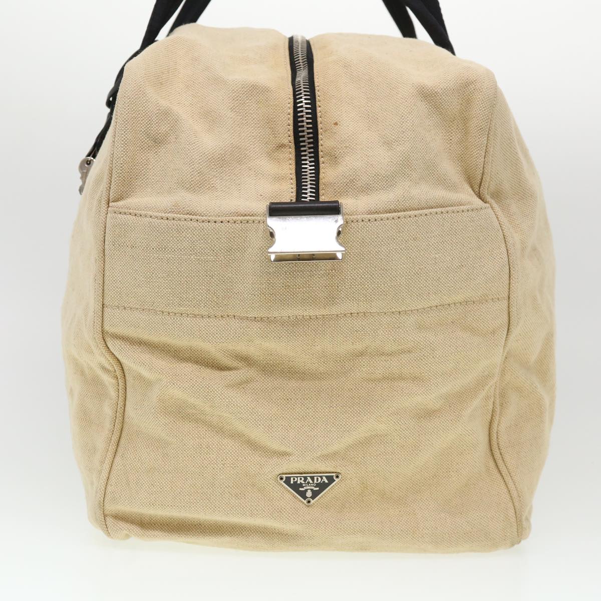 Prada Boston Bag Canvas 2way Beige  ar9161