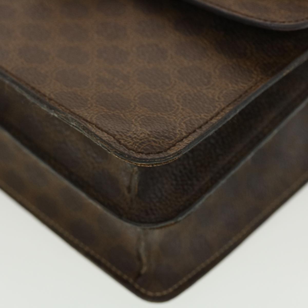 Celine Macadam Canvas Hand Bag PVC Leather Brown  ar9218