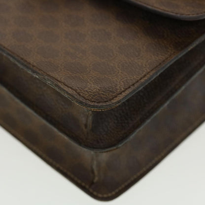 Celine Macadam Canvas Hand Bag PVC Leather Brown  ar9218