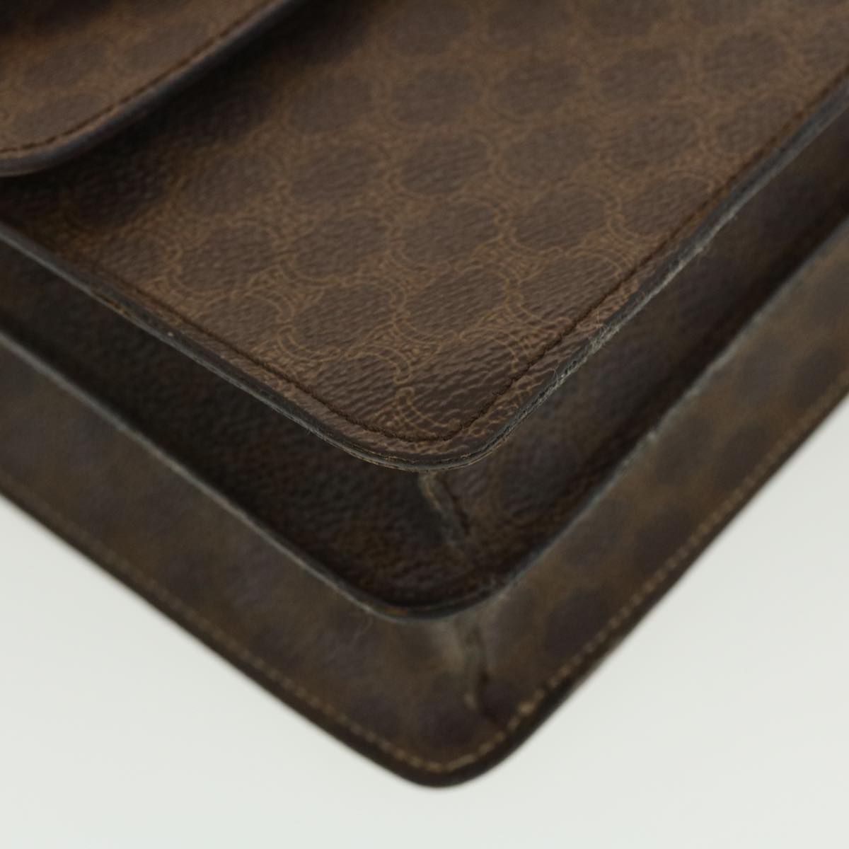Celine Macadam Canvas Hand Bag PVC Leather Brown  ar9218