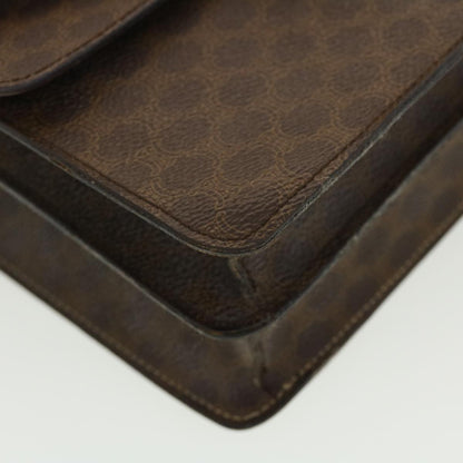 Celine Macadam Canvas Hand Bag PVC Leather Brown  ar9218