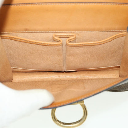 Celine Macadam Canvas Hand Bag PVC Leather Brown  ar9218