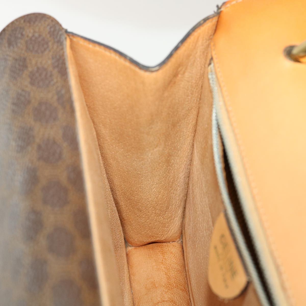 Celine Macadam Canvas Hand Bag PVC Leather Brown  ar9218