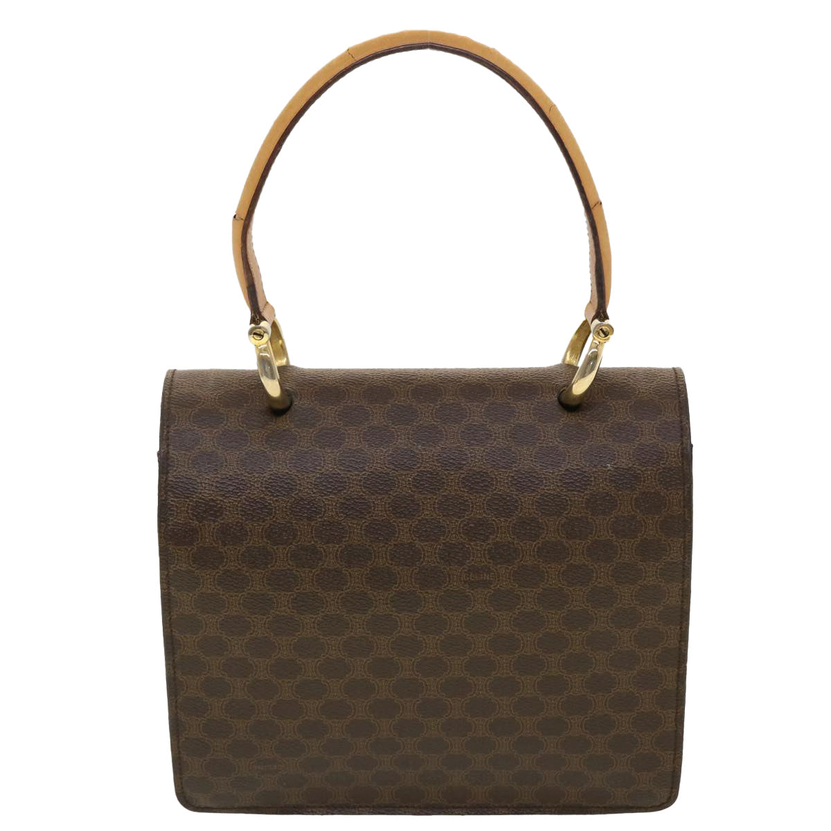 Celine Macadam Canvas Hand Bag PVC Leather Brown  ar9218