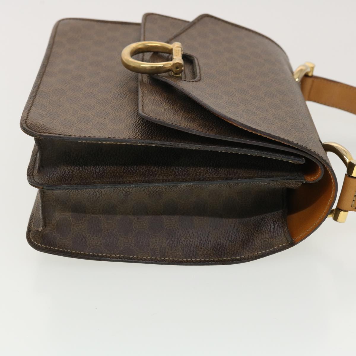 Celine Macadam Canvas Hand Bag PVC Leather Brown  ar9218