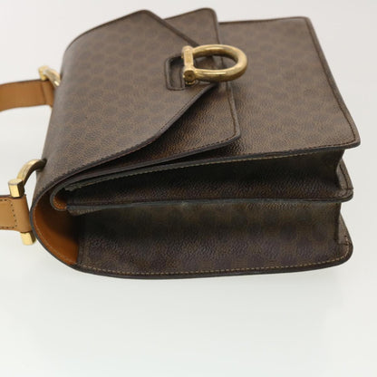 Celine Macadam Canvas Hand Bag PVC Leather Brown  ar9218