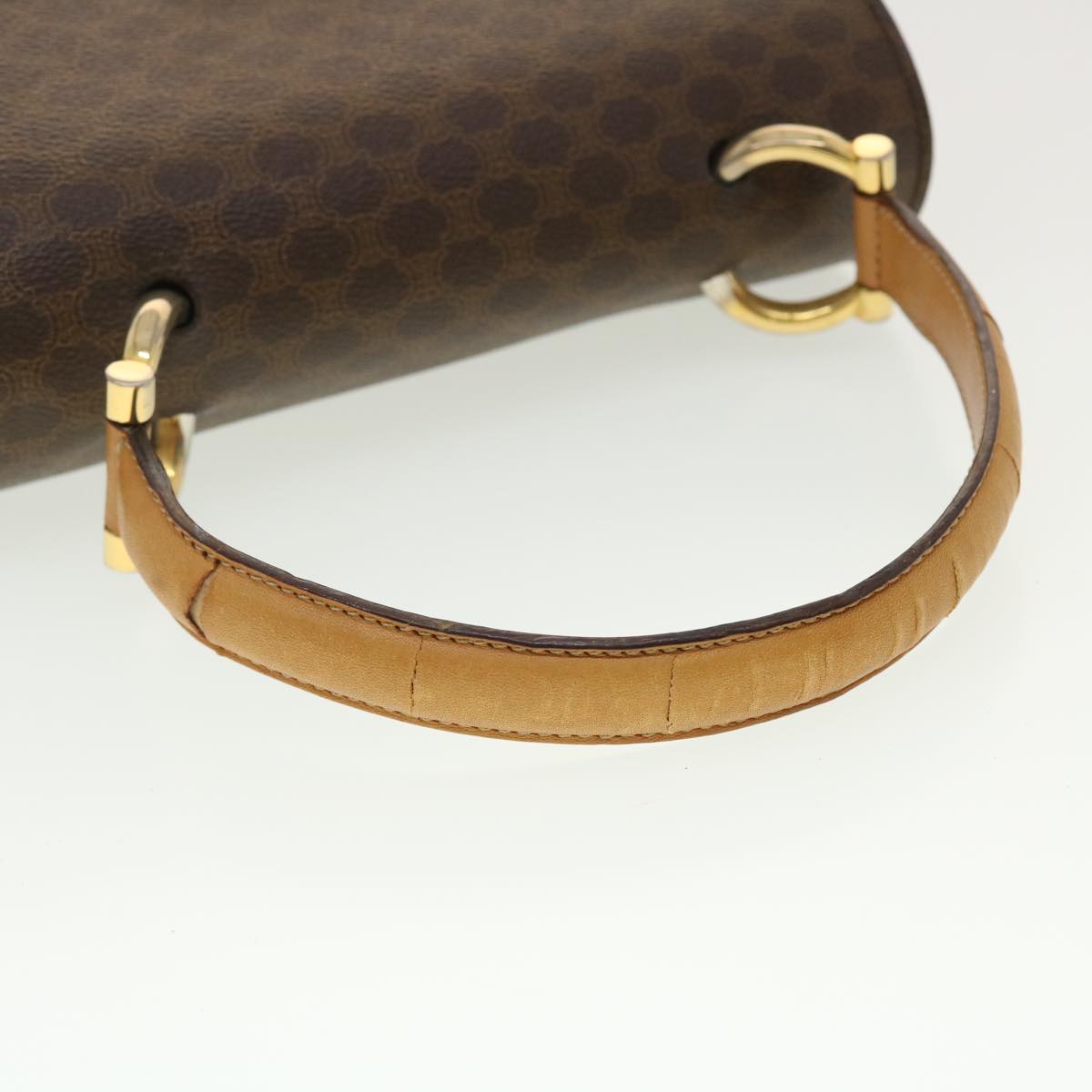 Celine Macadam Canvas Hand Bag PVC Leather Brown  ar9218