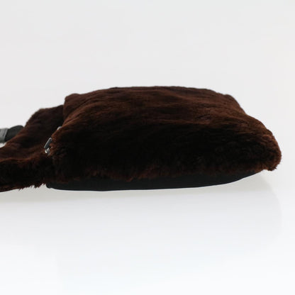PRADA  Sports Shoulder Bag Fur Brown Auth ar9449B