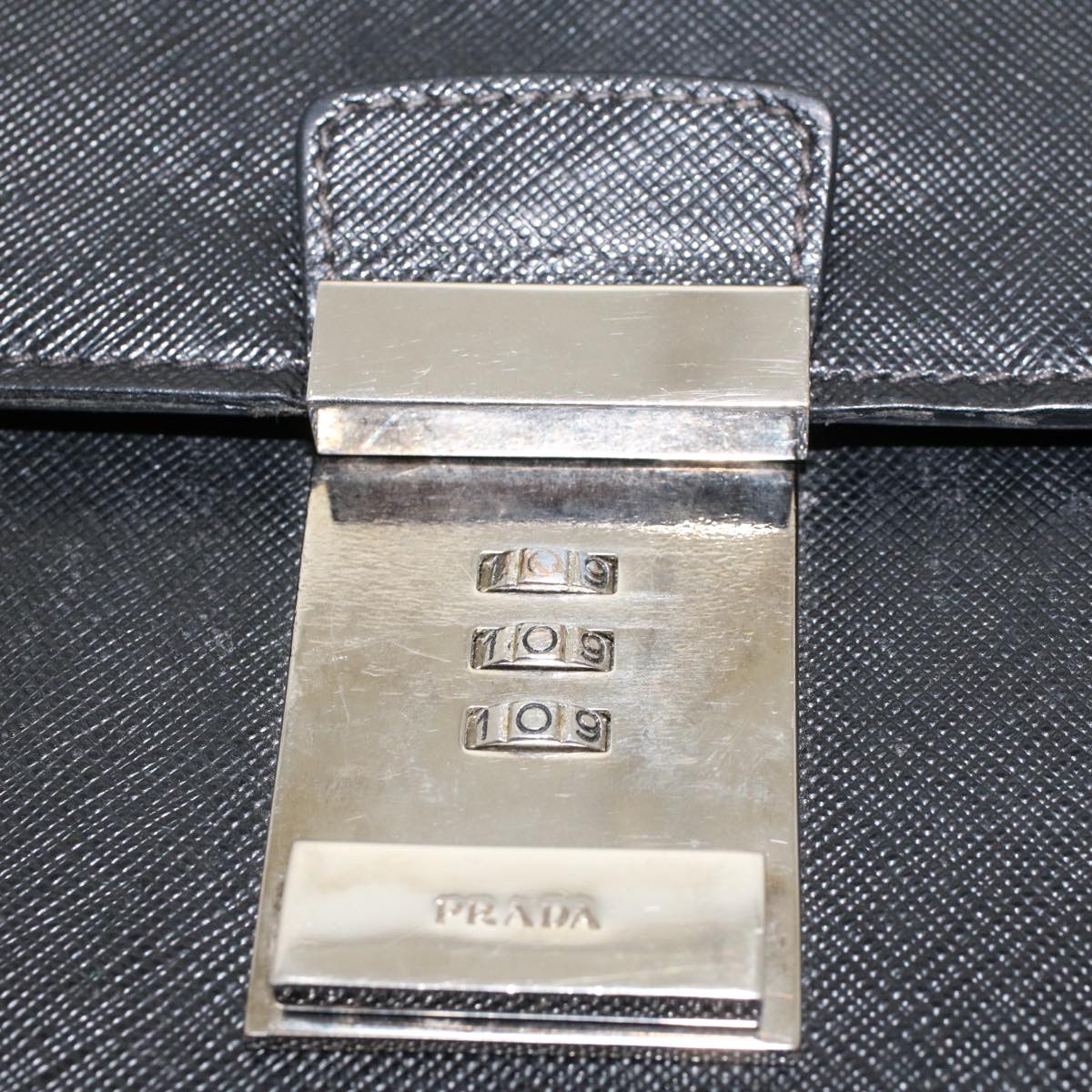 Prada Hand Bag Safiano leather Black  ar9575