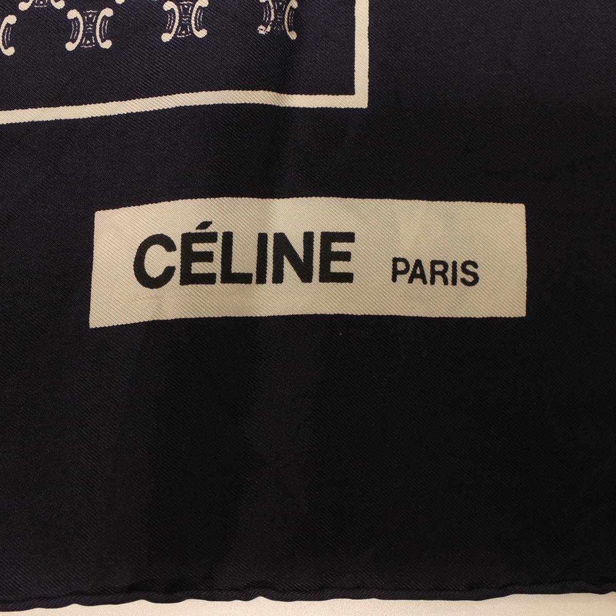 Celine Macadam Canvas Scarf Silk Navy Red  ar9644