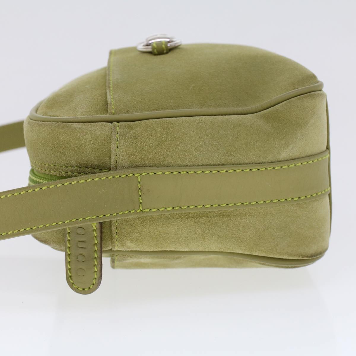 GUCCI Shoulder Bag Suede Green 00734440221  ar9684B