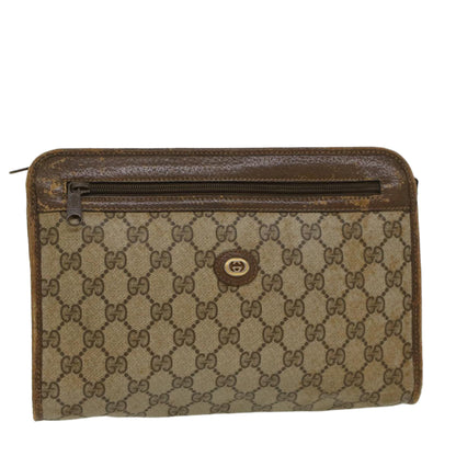 GUCCI GG Canvas Clutch Bag PVC Leather Beige 97.01.037  ar9696B
