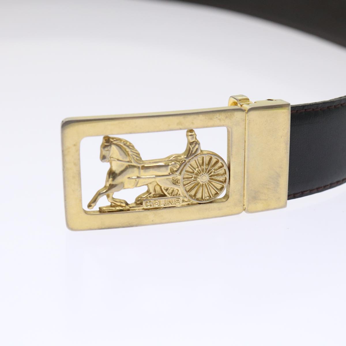 Celine Horse Carriage Belt Leather 28"-32.3" Black  ar9780