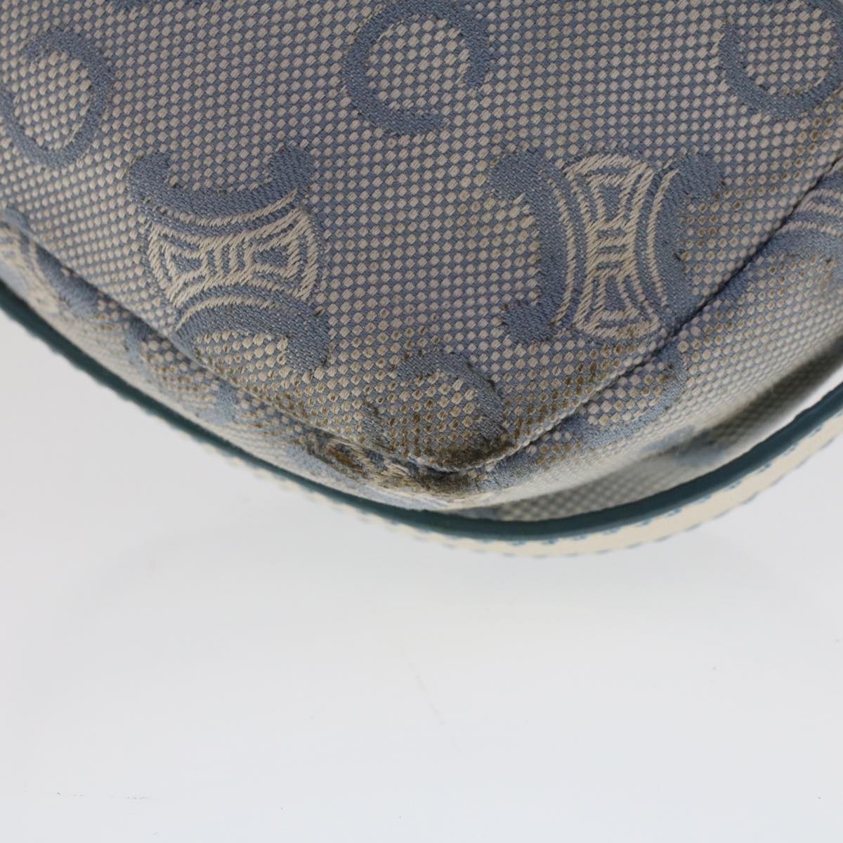 Celine C Macadam Canvas Shoulder Bag Leather Blue  ar9834