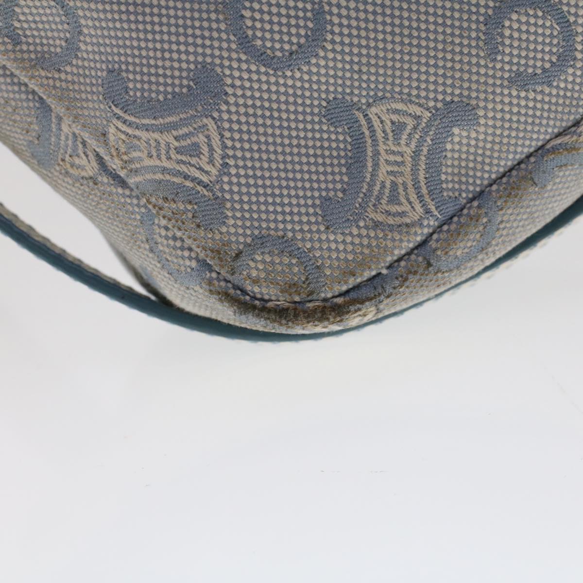 Celine C Macadam Canvas Shoulder Bag Leather Blue  ar9834