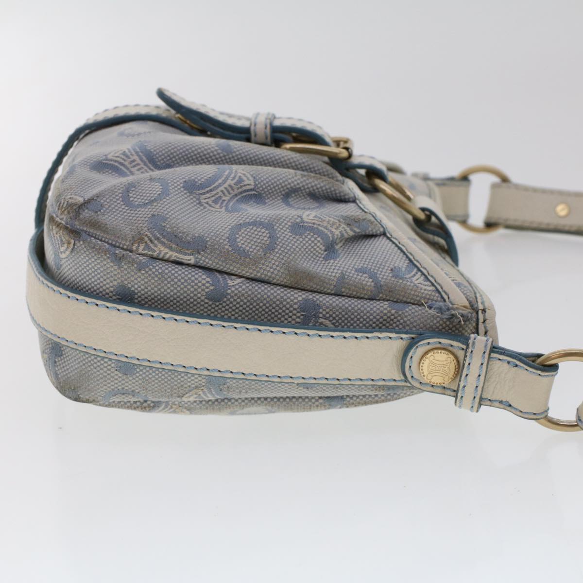Celine C Macadam Canvas Shoulder Bag Leather Blue  ar9834