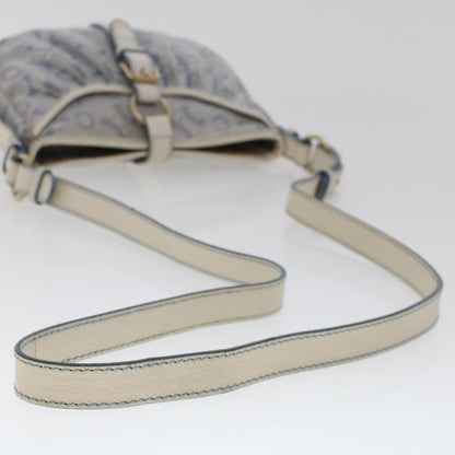 Celine C Macadam Canvas Shoulder Bag Leather Blue  ar9834