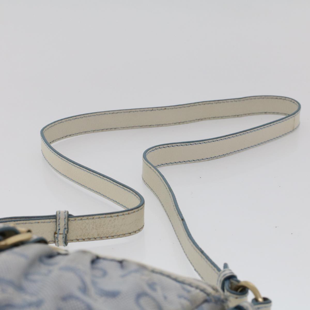 Celine C Macadam Canvas Shoulder Bag Leather Blue  ar9834