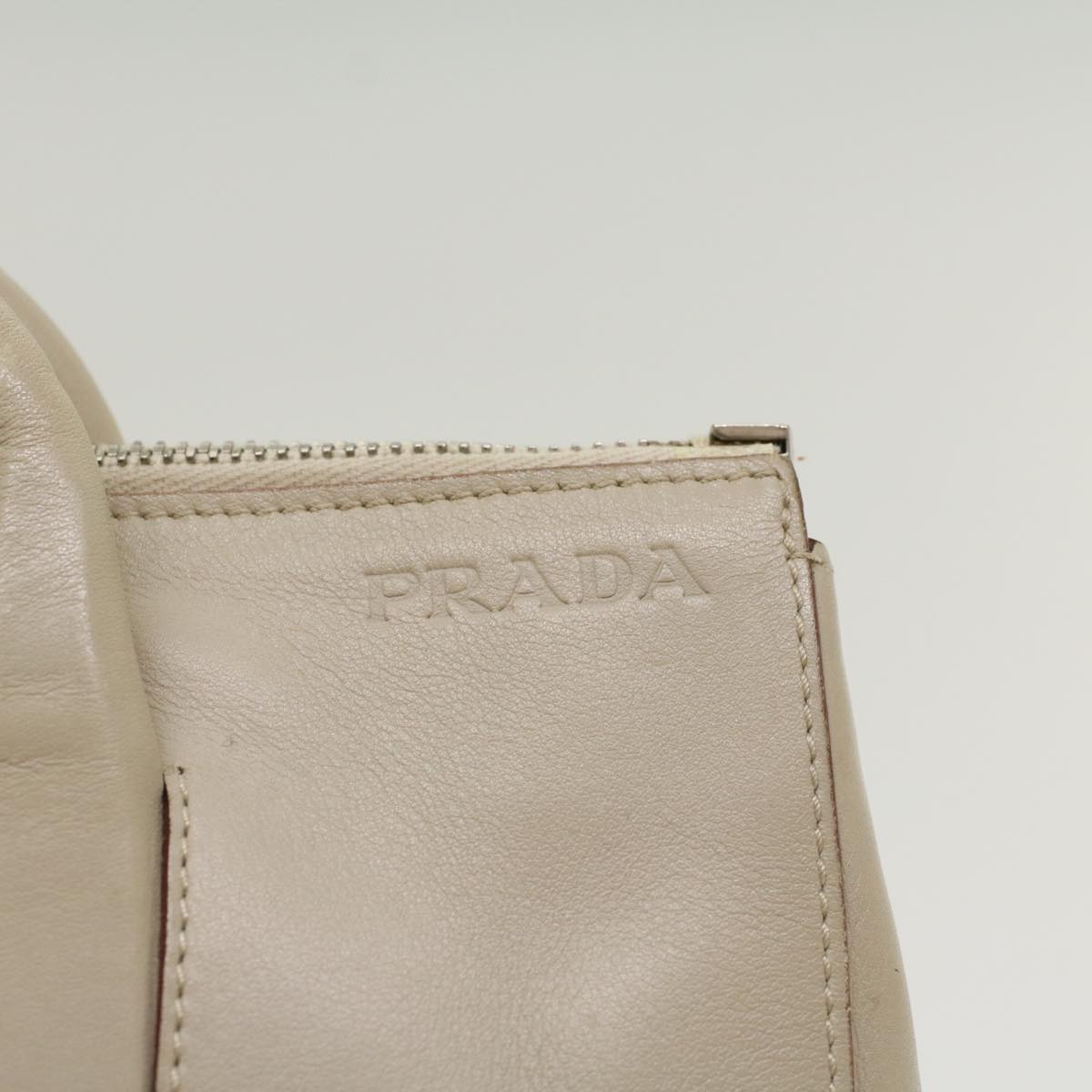 Prada Shoulder Bag Leather Beige  ar9943