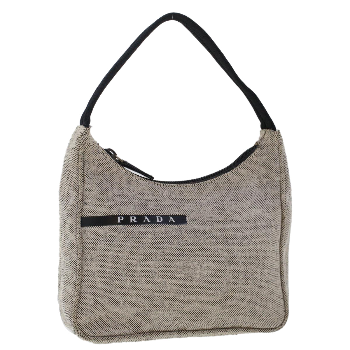 Prada Sports Hand Bag Canvas Beige Black  ar9973