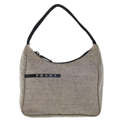 Prada Sports Hand Bag Canvas Beige Black  ar9973