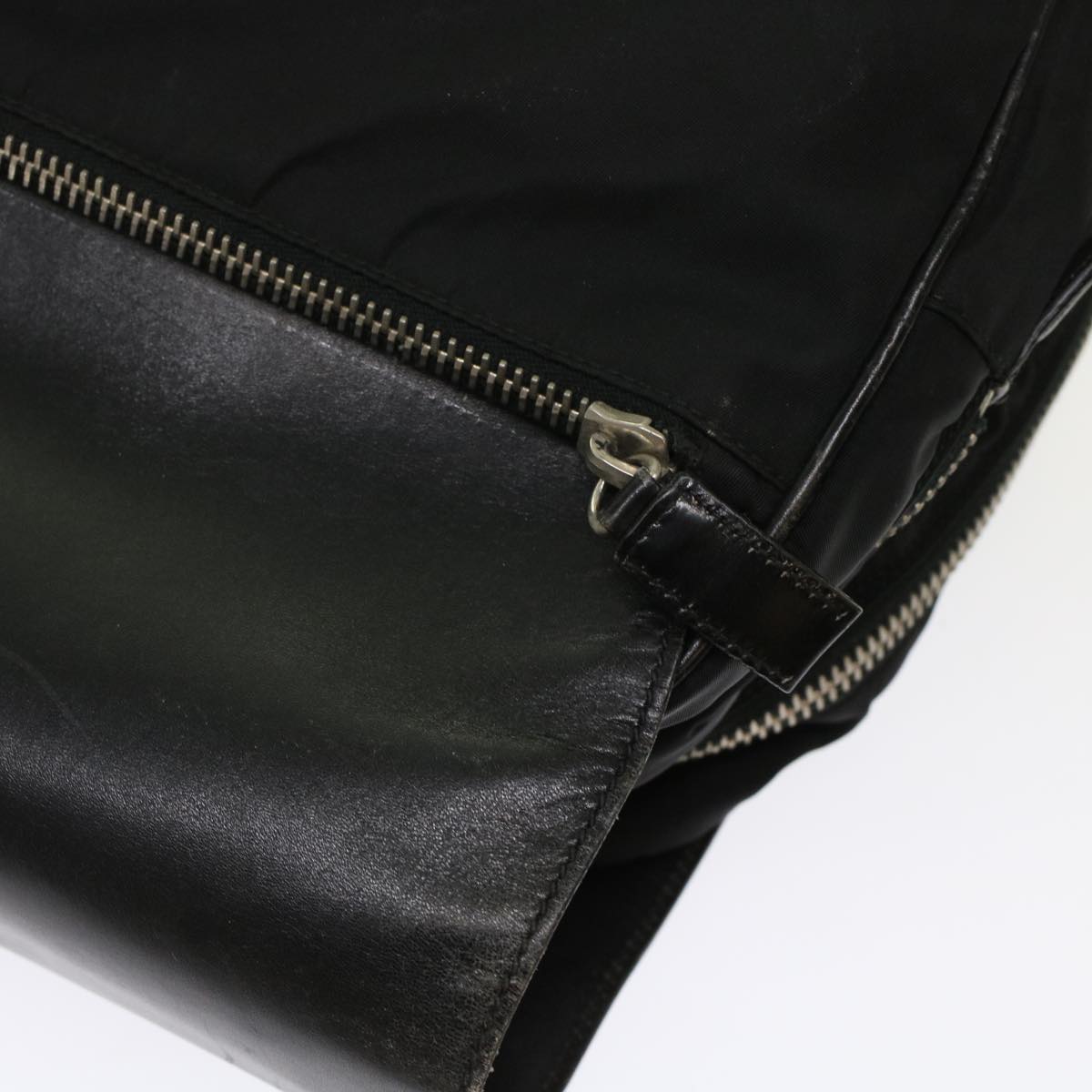 Prada Hand Bag Nylon Leather Black  ar9983