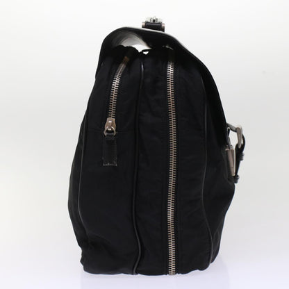 Prada Hand Bag Nylon Leather Black  ar9983