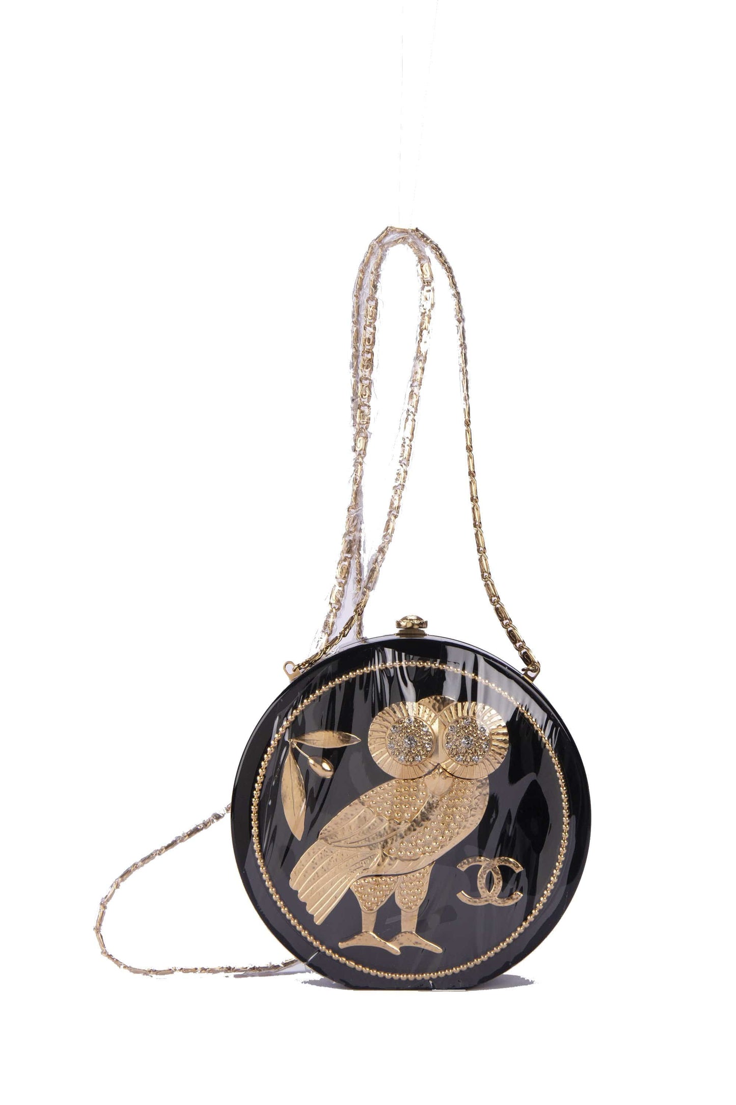 Chanel Cruise Owl Embellished Black Box (2488xxxx) (A94658 Y83354 C0286), Gold Hardware, with , Dust Cover