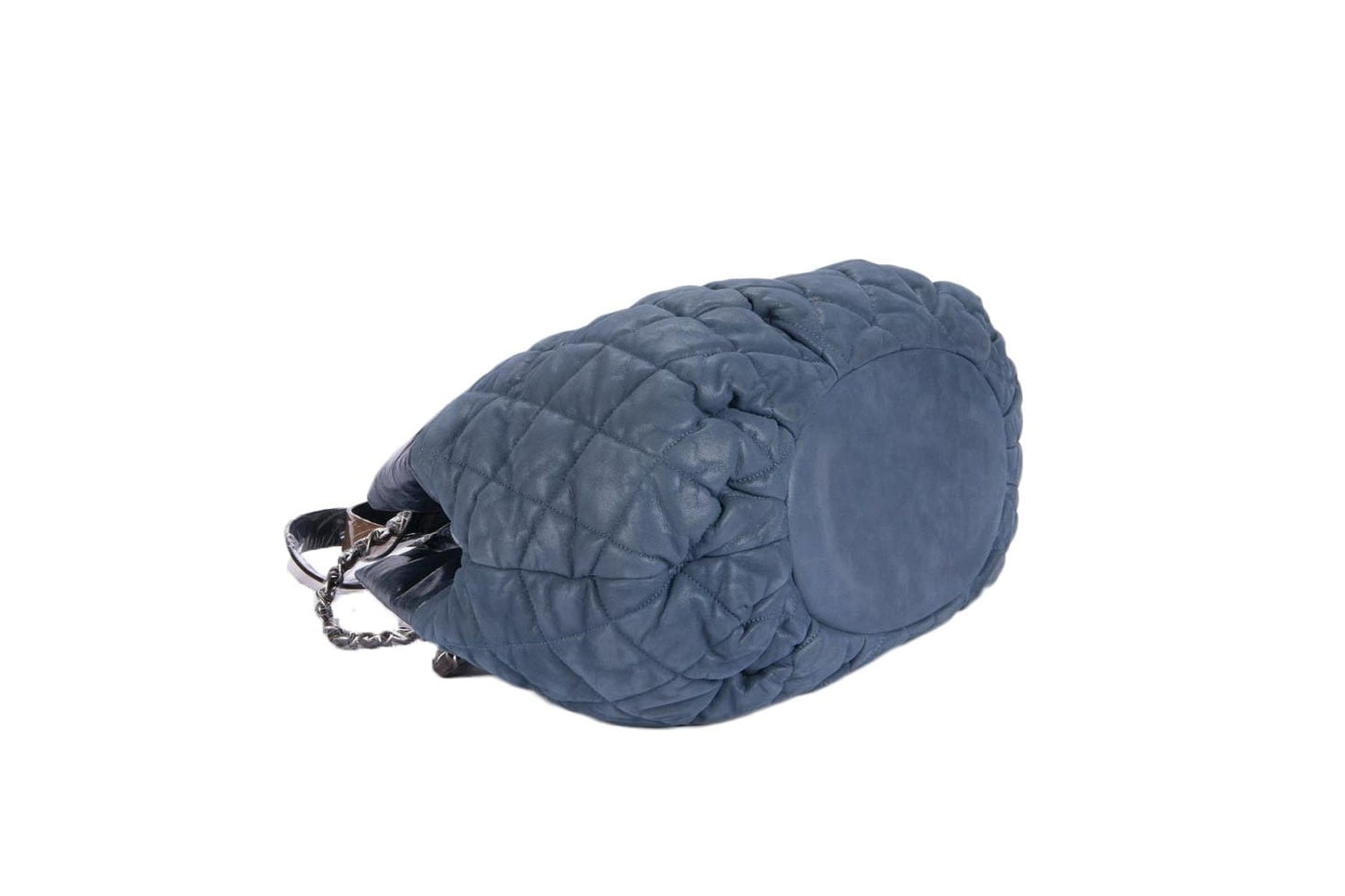 CHANEL IN THE MIX (1485xxxx) BLUE MATTE QUILTED CALF LEATHER BROWN HANDLE, WITH  & DUST COVER