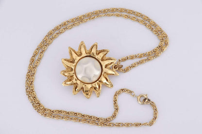 Chanel Faux Pearl Sun Collar Necklace in Gold