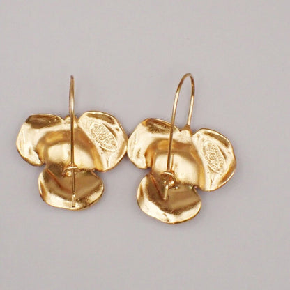 Chanel Cc Logo Camellia Motif Earrings