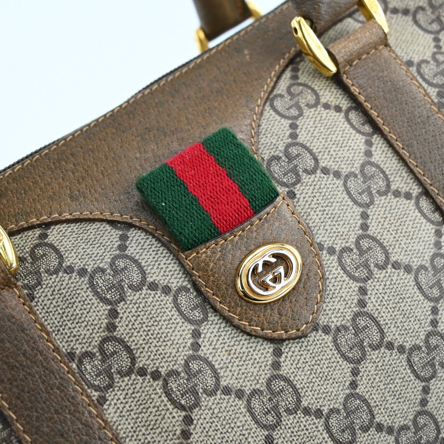 Gucci Web Sherry Line Boston Bag Pvc