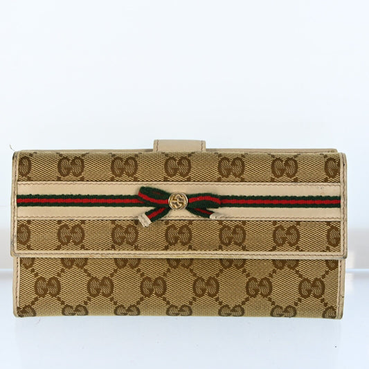 Gucci Gg Canvas Leather Long Wallet