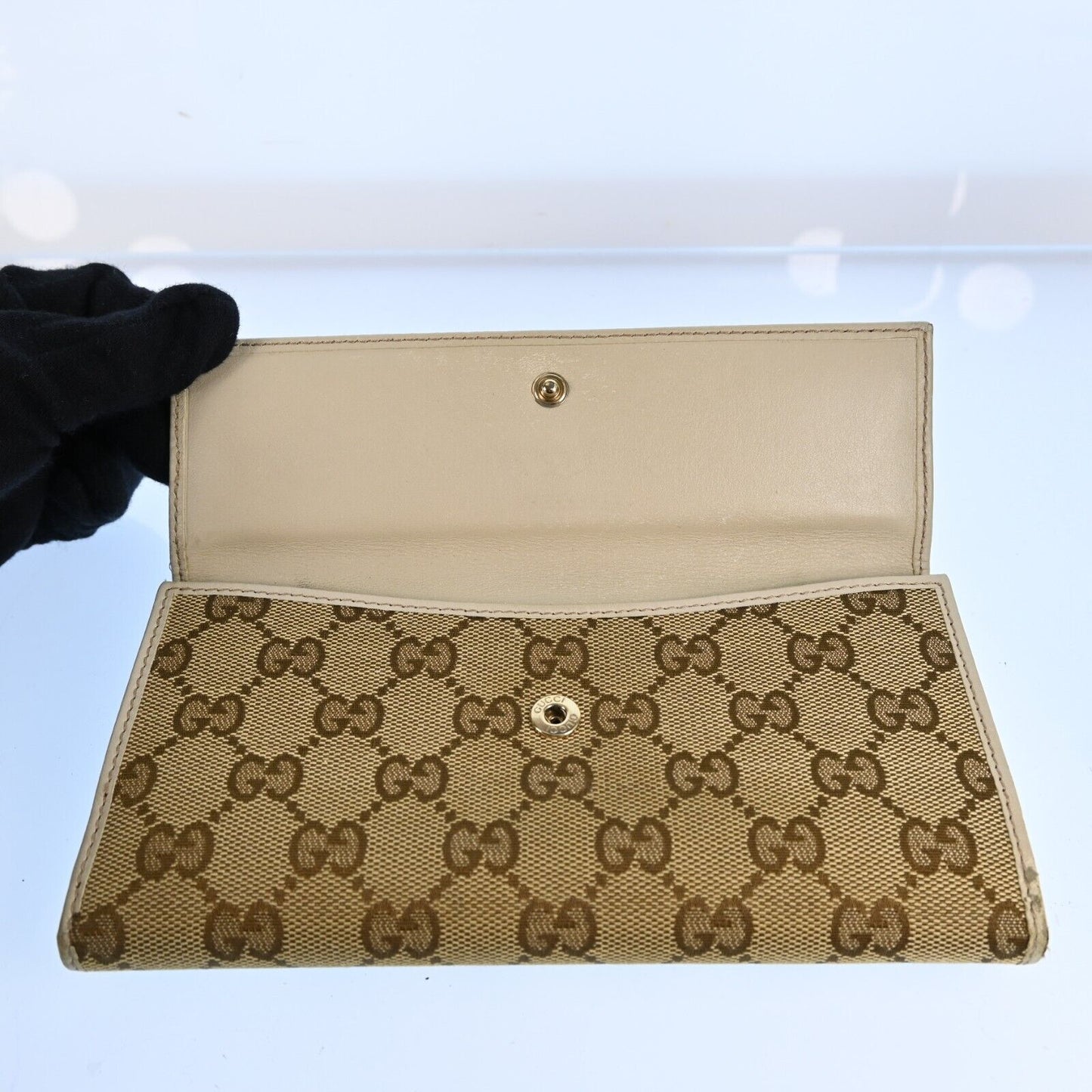 Gucci Gg Canvas Leather Long Wallet