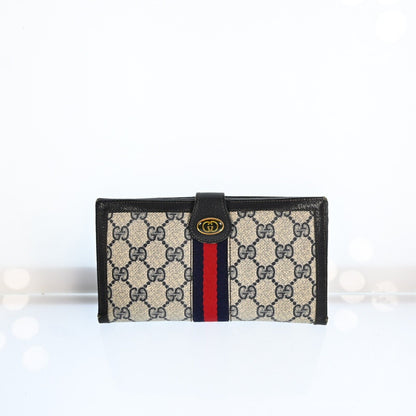 Gucci Gg Pvc Leather Long Wallet Navy