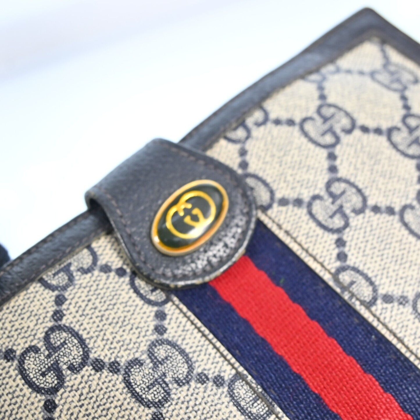 Gucci Gg Pvc Leather Long Wallet Navy