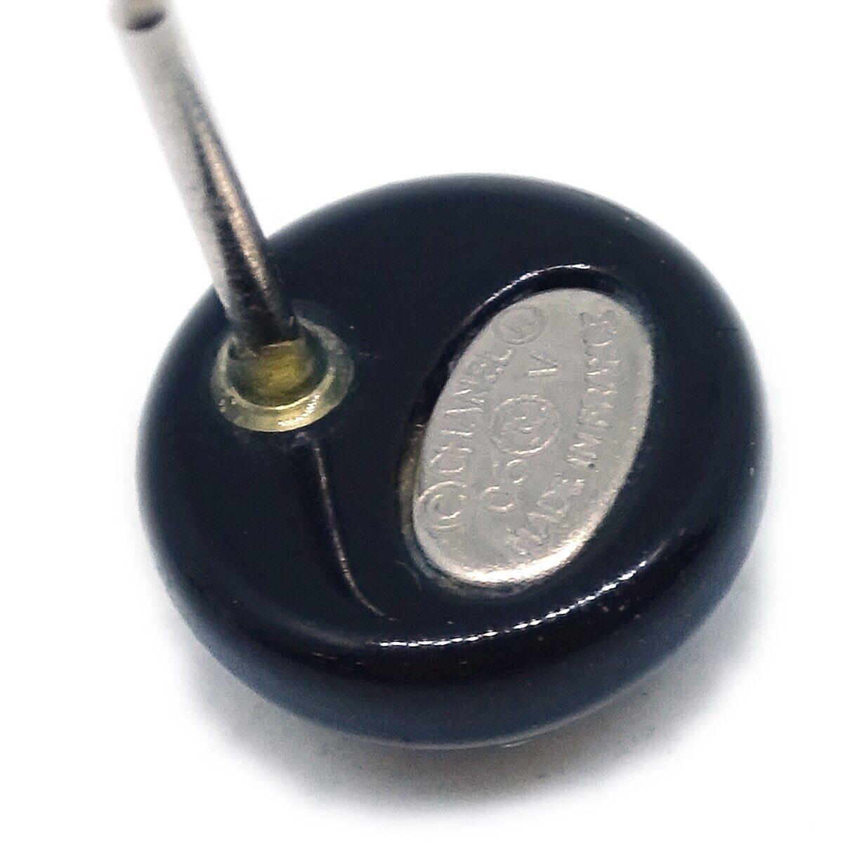 Chanel Button Piercing Earrings Black