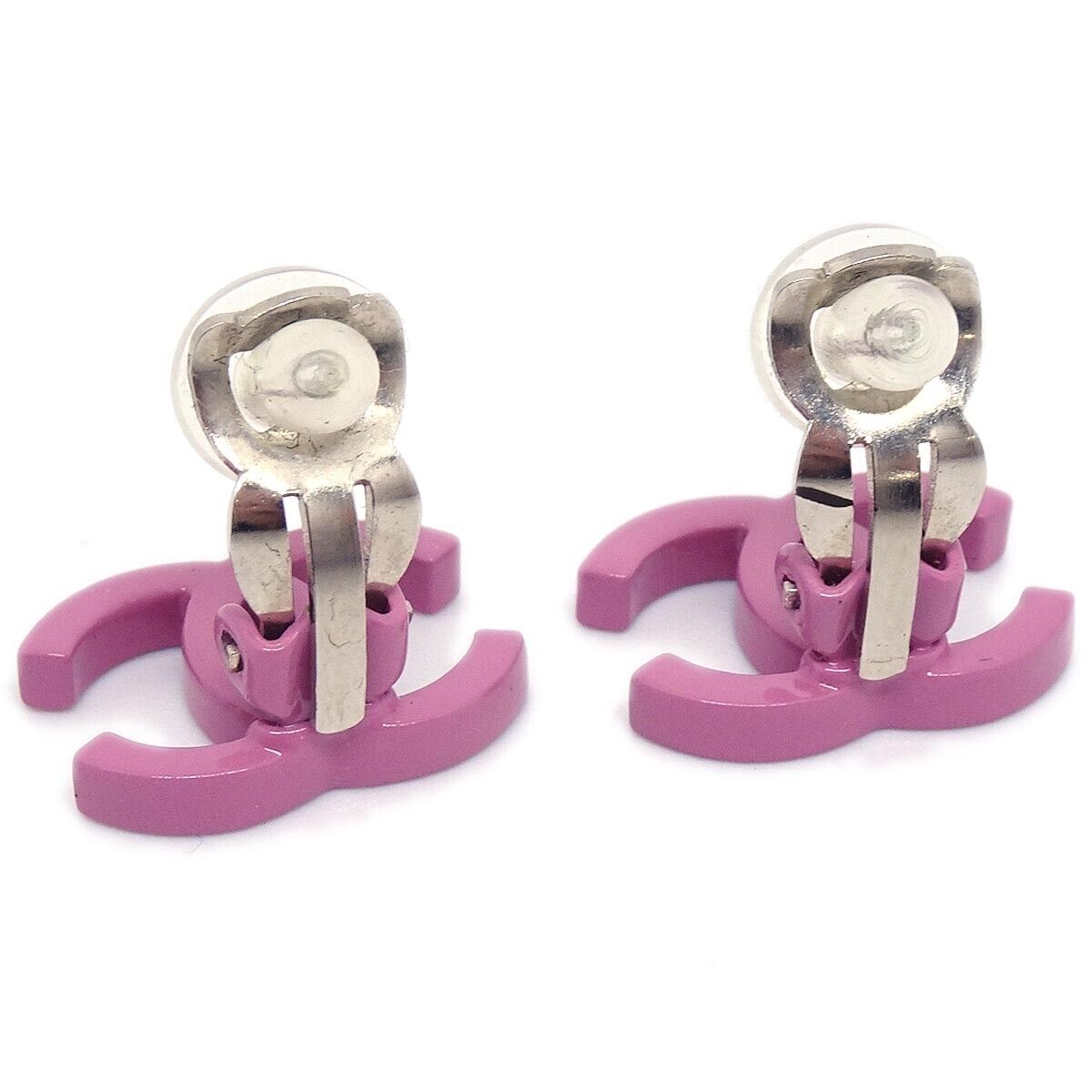 Chanel Cc Earrings Clip-On Pink 04P