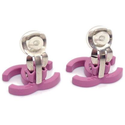 Chanel Cc Earrings Clip-On Pink 04P
