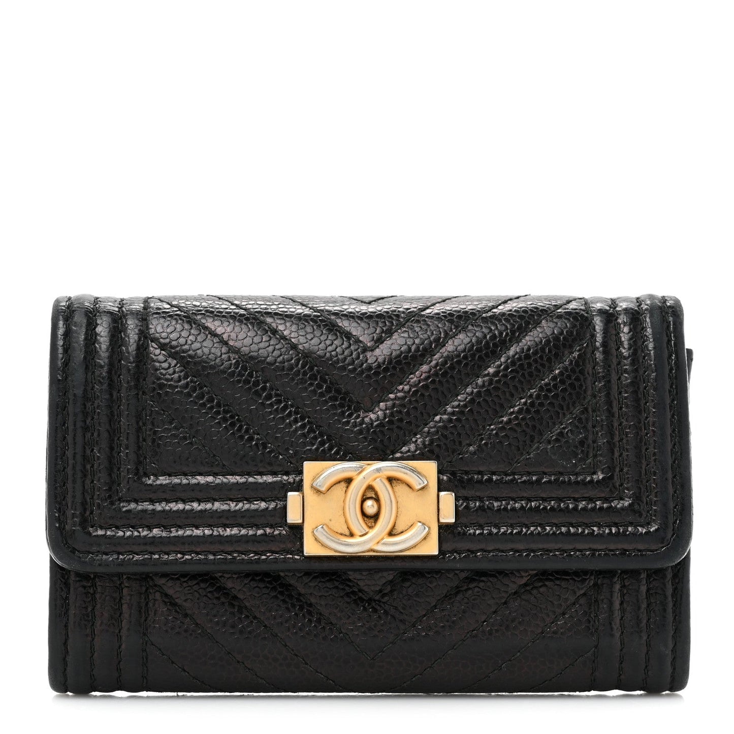 Chanel Caviar Chevron Quilted Boy Flap