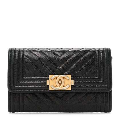Chanel Caviar Chevron Quilted Boy Flap